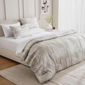Luxe Cotton Tencel Lexus 3 Piece Queen Comforter Set 200x240cm Pearl Metallic